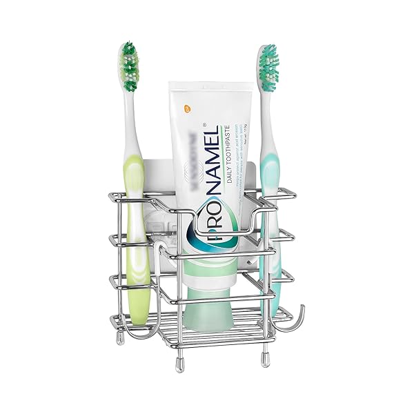 Linkidea Linkidea Wall Mount Toothbrush Holder: Stainless Steel 3-Slot Organizer for Shower & Countertop - Fits Colgate & Oral-B