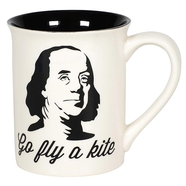 Enesco Enesco Our Name is Mud Ben Franklin Fly a Kite Coffee Mug - 16oz Black & White Design