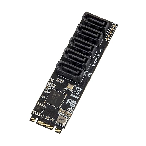 IO CREST IO CREST 5 Port Non-RAID SATA III M.2 B+M Key Adapter Card for SSD/HDD - JMB585 Chipset for Desktop PC