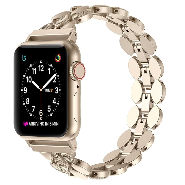 Moolia Moolia Elegant Metal Strap for Apple Watch 38mm 40mm 41mm Fashion Bracelet Replacement for Women Compatible with Series 10 9 8 7 6 5 4 3 2 1 Champagne - View 2 of 6