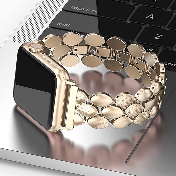 Moolia Moolia Elegant Metal Strap for Apple Watch 38mm 40mm 41mm Fashion Bracelet Replacement for Women Compatible with Series 10 9 8 7 6 5 4 3 2 1 Champagne - View 3 of 6