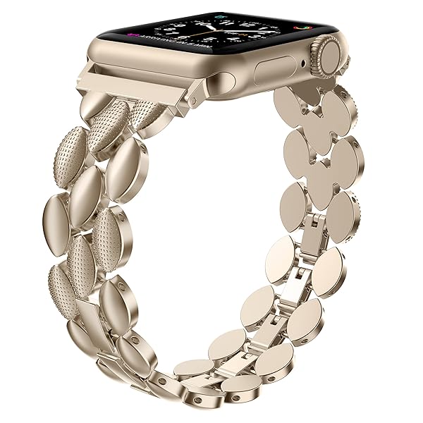 Moolia Moolia Elegant Metal Strap for Apple Watch 38mm 40mm 41mm Fashion Bracelet Replacement for Women Compatible with Series 10 9 8 7 6 5 4 3 2 1 Champagne