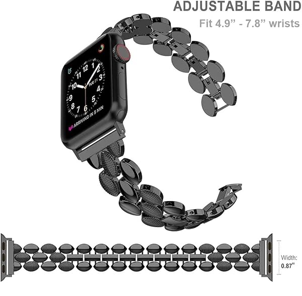 Moolia Moolia Elegant Metal Strap for Apple Watch 38mm 40mm 41mm Fashion Bracelet Replacement for Women Compatible with Series 10 to 1 Black - View 5 of 6