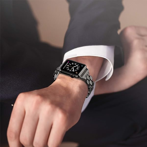 Moolia Moolia Elegant Metal Strap for Apple Watch 38mm 40mm 41mm Fashion Bracelet Replacement for Women Compatible with Series 10 to 1 Black - View 6 of 6