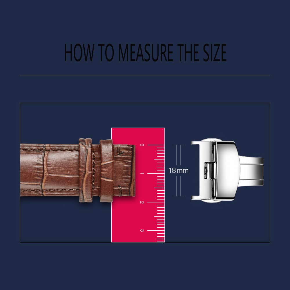 TEXNEWS TEXNEWS Stainless Steel Deployment Clasp Watch Band Buckle Available in Silver Gold Black Rose Gold Multiple Widths 14mm to 22mm - View 7 of 9