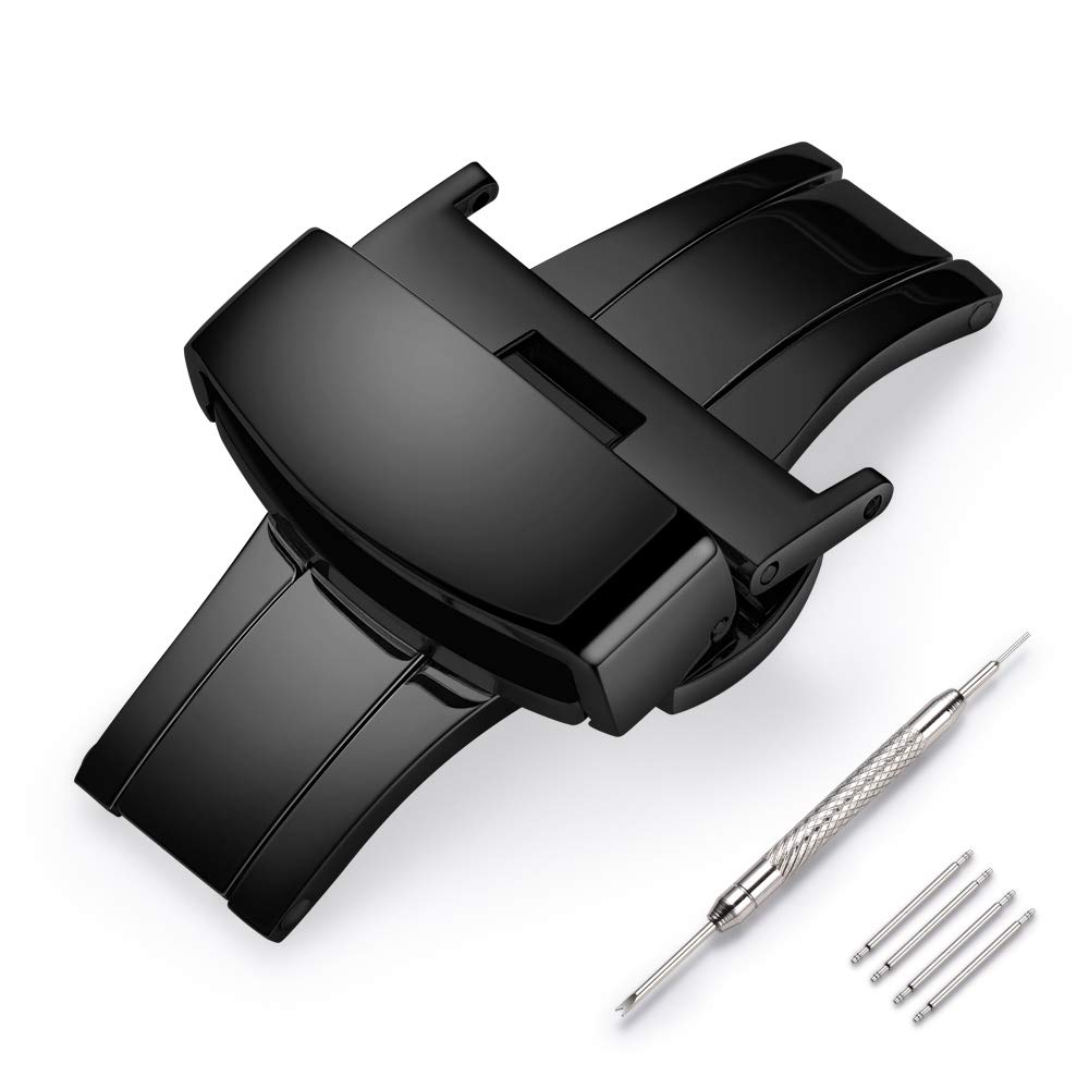 TEXNEWS TEXNEWS Stainless Steel Deployment Clasp Watch Band Buckle Available in Silver Gold Black Rose Gold Multiple Widths 14mm to 22mm - View 8 of 9