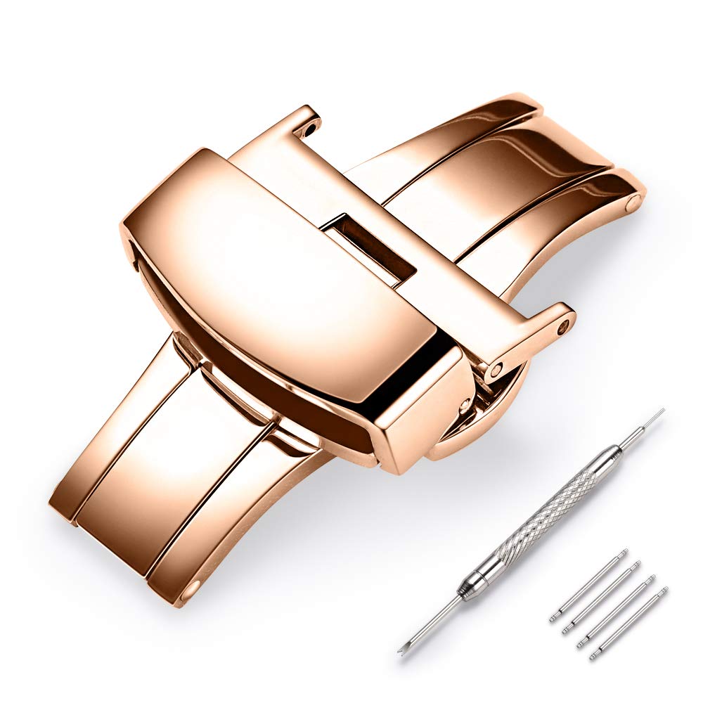 TEXNEWS TEXNEWS Stainless Steel Deployment Clasp Watch Band Buckle Available in Silver Gold Black Rose Gold Multiple Widths 14mm to 22mm - View 9 of 9