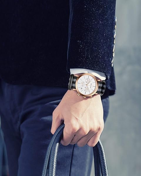 BINLUN BINLUN Premium Nylon Watch Strap Thick Multicolor Bands for Men Women 18mm to 24mm with Heavy Duty Stainless Steel Buckle Black Grey-Black 22mm - View 4 of 7