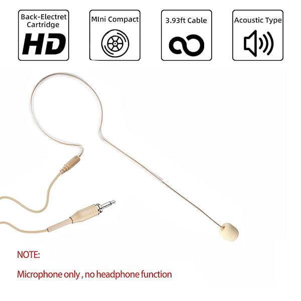 Sujeetec Buy Sujeetec Headset Microphone - 3.5mm Screw Lock, Beige Omnidirectional Earhook for Wireless Systems - View 3 of 9