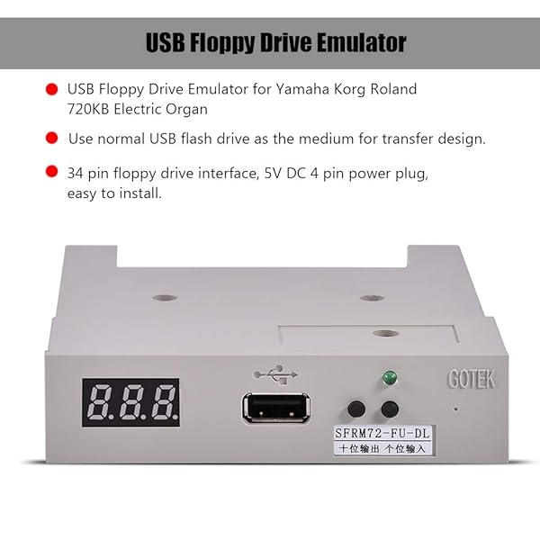 Bewinner SFRM72-FU-DL USB Floppy Drive Emulator 34 Pin Interface 720KB Flash Memory with FAT12 Format for Easy Data Transfer - View 2 of 8