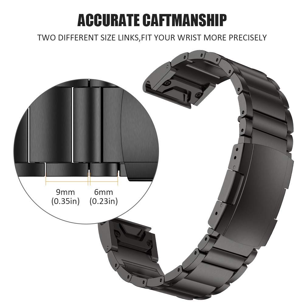NotoCity NotoCity 22mm Black Titanium Alloy Watch Band for Fenix 5 6 Plus Pro Forerunner 935 Approach S60 Quatix 5 - View 3 of 6