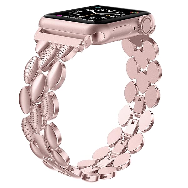 Moolia Moolia Elegant Metal Strap for Apple Watch 38mm 40mm 41mm Stylish Replacement Bracelet for Women Pink Gold Compatible with Series 10 to 1