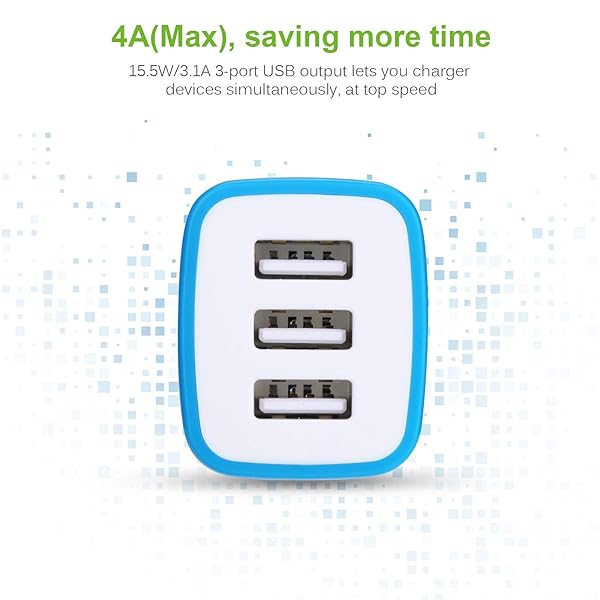 Sicodo Sicodo 3-Port Travel USB Wall Charger 5 Pack 3.1A Block Adapter Compatible with iPhone iPad Samsung and Other USB Devices - View 3 of 7