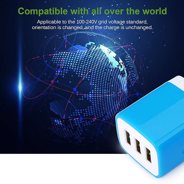 Sicodo Sicodo 3-Port Travel USB Wall Charger 5 Pack 3.1A Block Adapter Compatible with iPhone iPad Samsung and Other USB Devices - View 4 of 7