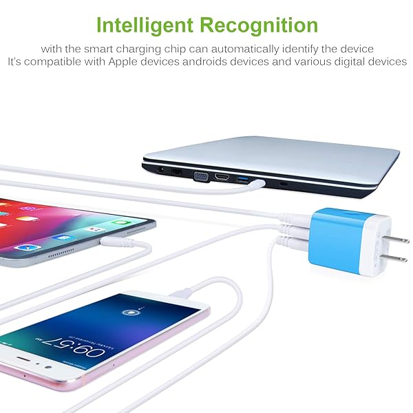 Sicodo Sicodo 3-Port Travel USB Wall Charger 5 Pack 3.1A Block Adapter Compatible with iPhone iPad Samsung and Other USB Devices - View 5 of 7