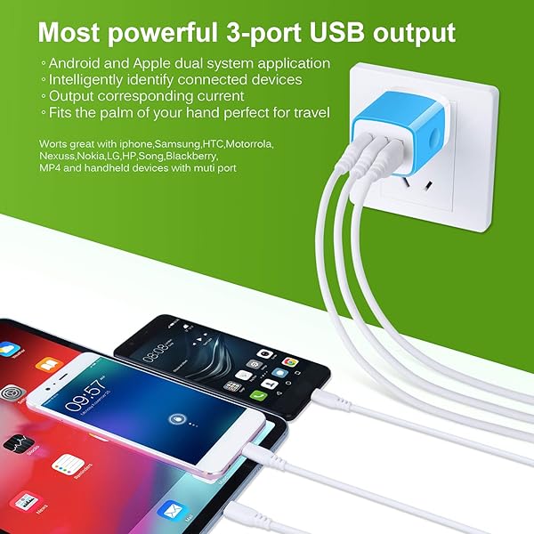 Sicodo Sicodo 3-Port Travel USB Wall Charger 5 Pack 3.1A Block Adapter Compatible with iPhone iPad Samsung and Other USB Devices - View 7 of 7