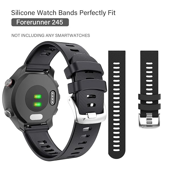 ANCOOL ANCOOL 20mm Silicone Watch Bands for Forerunner 245 645 Viomove HR Vivoactive 3 Smartwatches Black - View 5 of 7