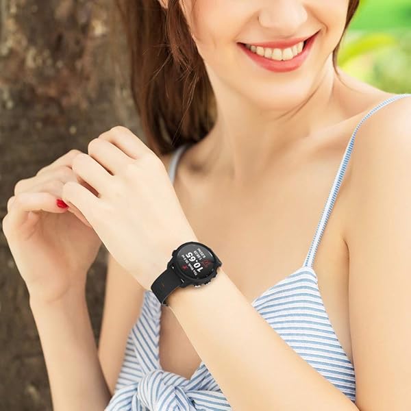 ANCOOL ANCOOL 20mm Silicone Watch Bands for Forerunner 245 645 Viomove HR Vivoactive 3 Smartwatches Black - View 6 of 7