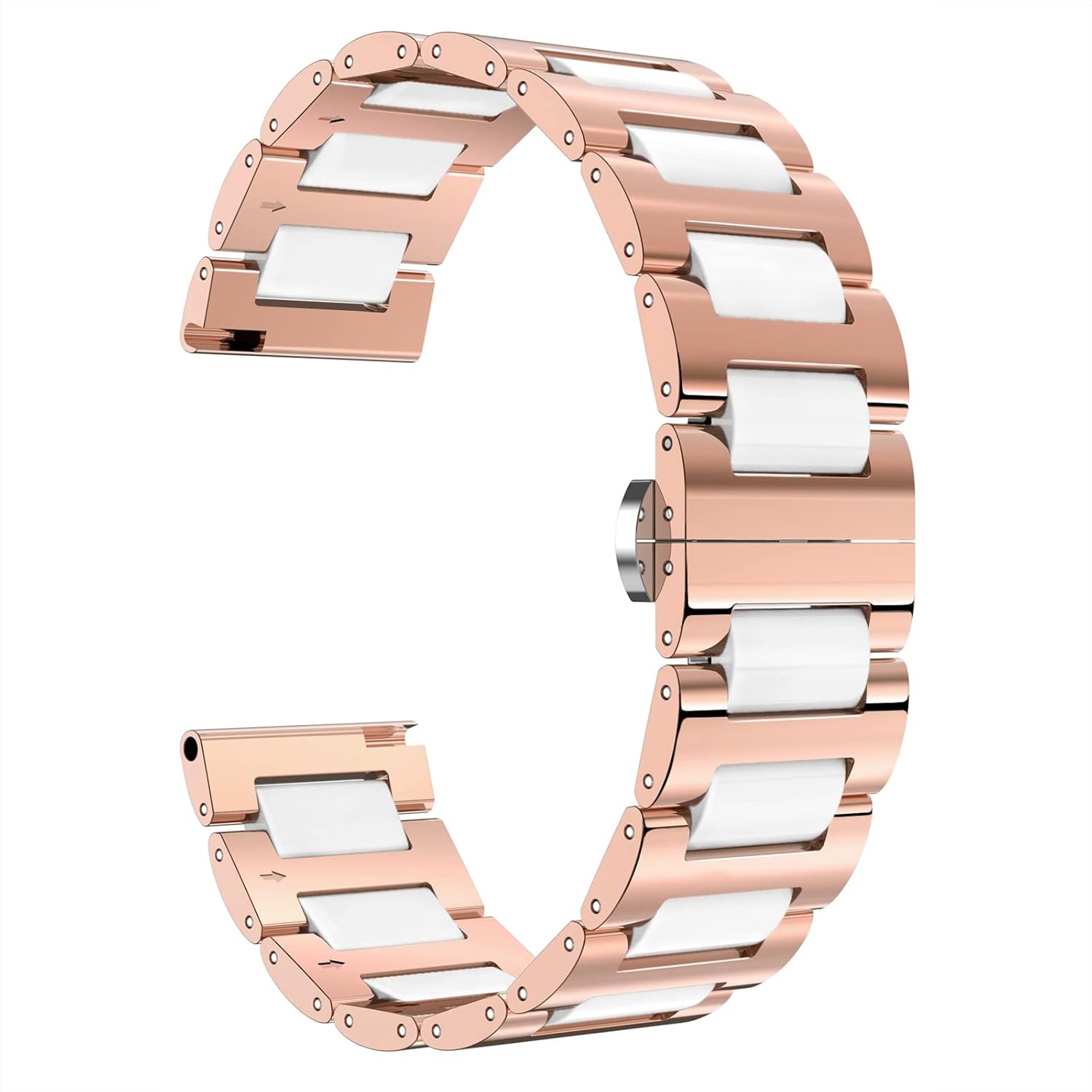 BINLUN BINLUN Women's Watch Band Stainless Steel Ceramic Replacement Bracelet Polished Strap 12mm to 22mm with Butterfly Buckle in 6 Colors - View 5 of 9