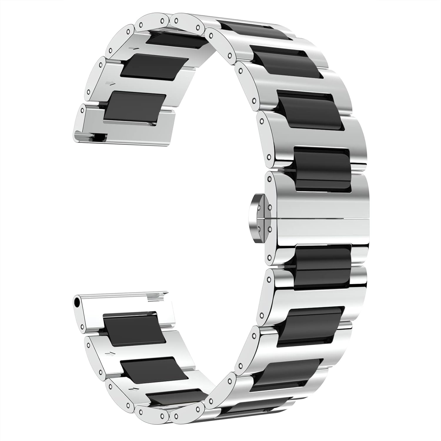 BINLUN BINLUN Women's Watch Band Stainless Steel Ceramic Replacement Bracelet Polished Strap 12mm to 22mm with Butterfly Buckle in 6 Colors - View 7 of 9