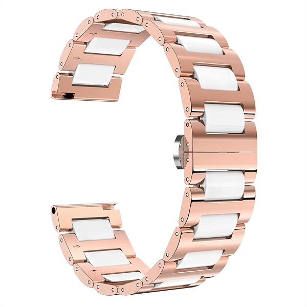 BINLUN Men's Watch Band Stainless Steel Ceramic Replacement Bracelet Polished Strap 12mm to 22mm with Butterfly Buckle Available in 6 Colors