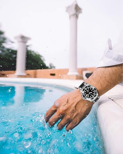 BINLUN BINLUN Thick Stainless Steel Watch Band Replacement for Men Women 16mm to 26mm Polished Silver and Black 20mm - View 4 of 7