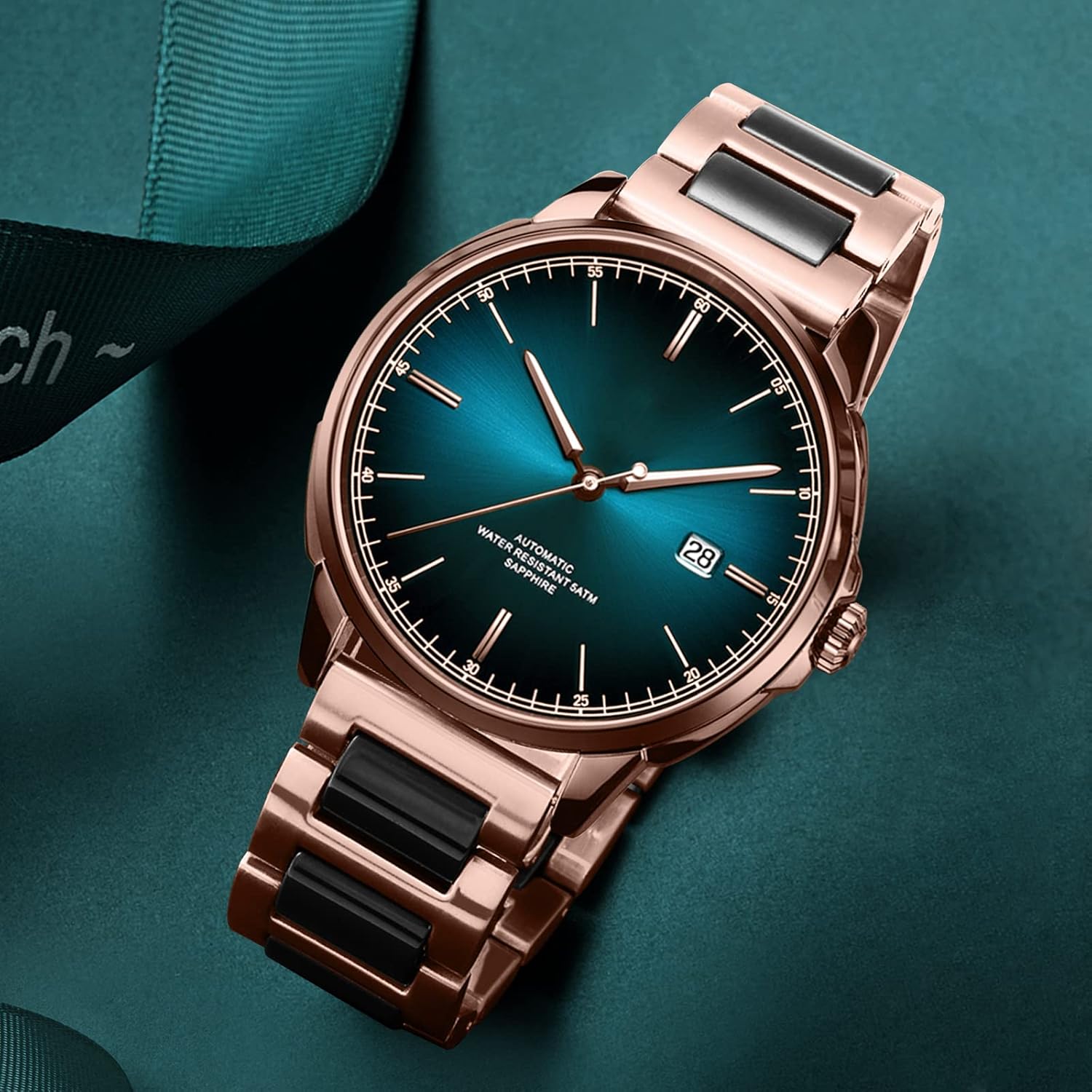 BINLUN BINLUN Men's Watch Band Stainless Steel Ceramic Replacement Bracelet Polished Strap 12mm to 22mm with Butterfly Buckle in 6 Colors - View 4 of 9