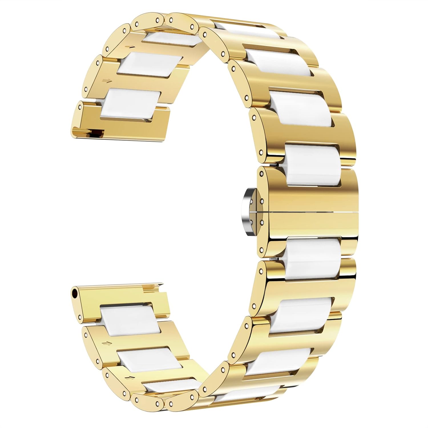 BINLUN BINLUN Men's Watch Band Stainless Steel Ceramic Replacement Bracelet Polished Strap 12mm to 22mm with Butterfly Buckle in 6 Colors - View 5 of 9