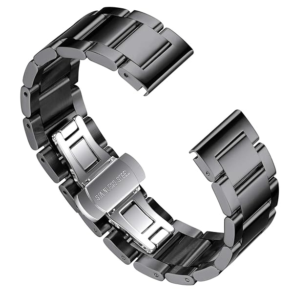 BINLUN BINLUN Thick Stainless Steel Watch Band Replacement for Men Women Heavy Polished Matte Finish 23mm Compatible with Various Sizes - View 2 of 7