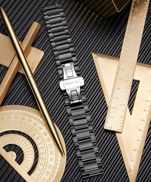 BINLUN BINLUN Thick Stainless Steel Watch Band Replacement for Men Women Heavy Polished Matte Finish 23mm Compatible with Various Sizes - View 6 of 7