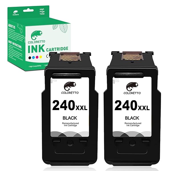 COLORETTO Coloretto Re-Manufactured Canon PG-240XXL Ink Cartridge for PIXMA MG Series and MX Series Printers 2 Black