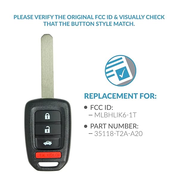 Keyless2Go Keyless2Go Replacement Keyless Entry Remote Car Key Fob for Honda Accord and Civic Vehicles - View 4 of 6