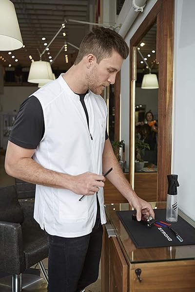 Barber Strong Barber Strong The Barber Vest for Men White Lightweight Hair Repellent Sleeveless with 3 Pockets and 2-Way Zipper Size Small - View 2 of 9
