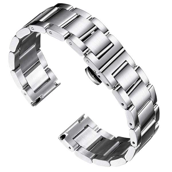 BINLUN 26mm Thick Stainless Steel Watch Band - Heavy Polished Matte Finish for Men & Women