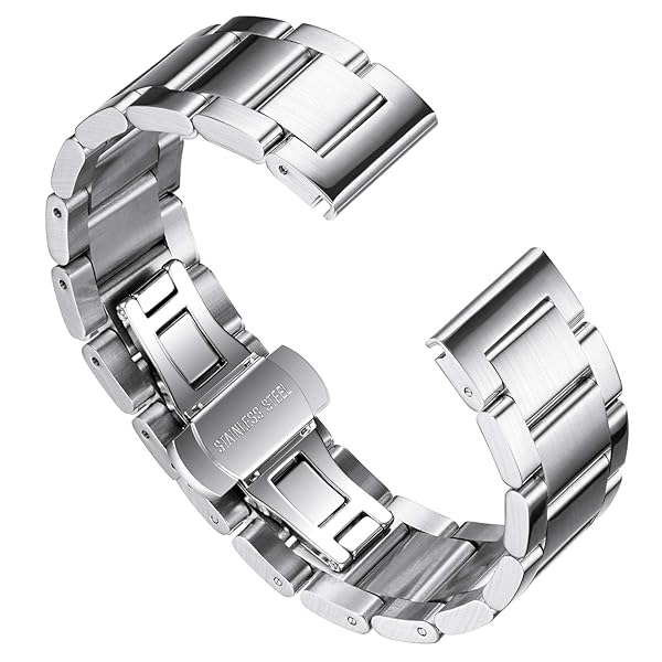 BINLUN BINLUN Thick Stainless Steel Watch Band Replacement for Men Women 18mm Brushed Finish Silver Durable Metal Strap - View 2 of 8