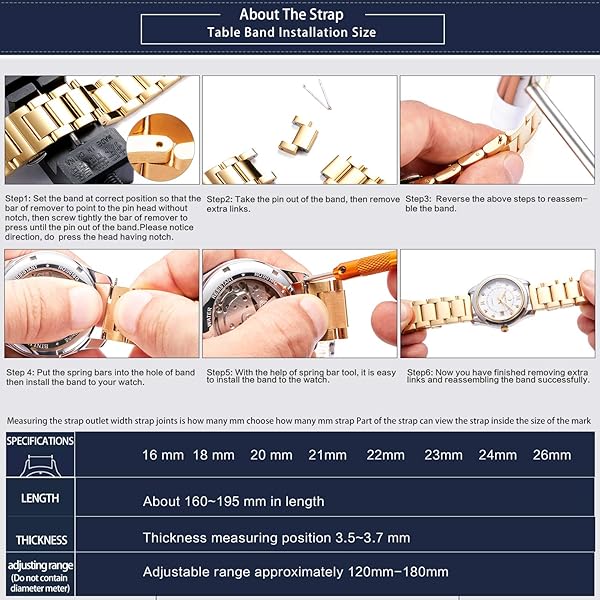 BINLUN BINLUN Thick Stainless Steel Watch Band Replacement for Men Women 18mm Brushed Finish Silver Durable Metal Strap - View 8 of 8