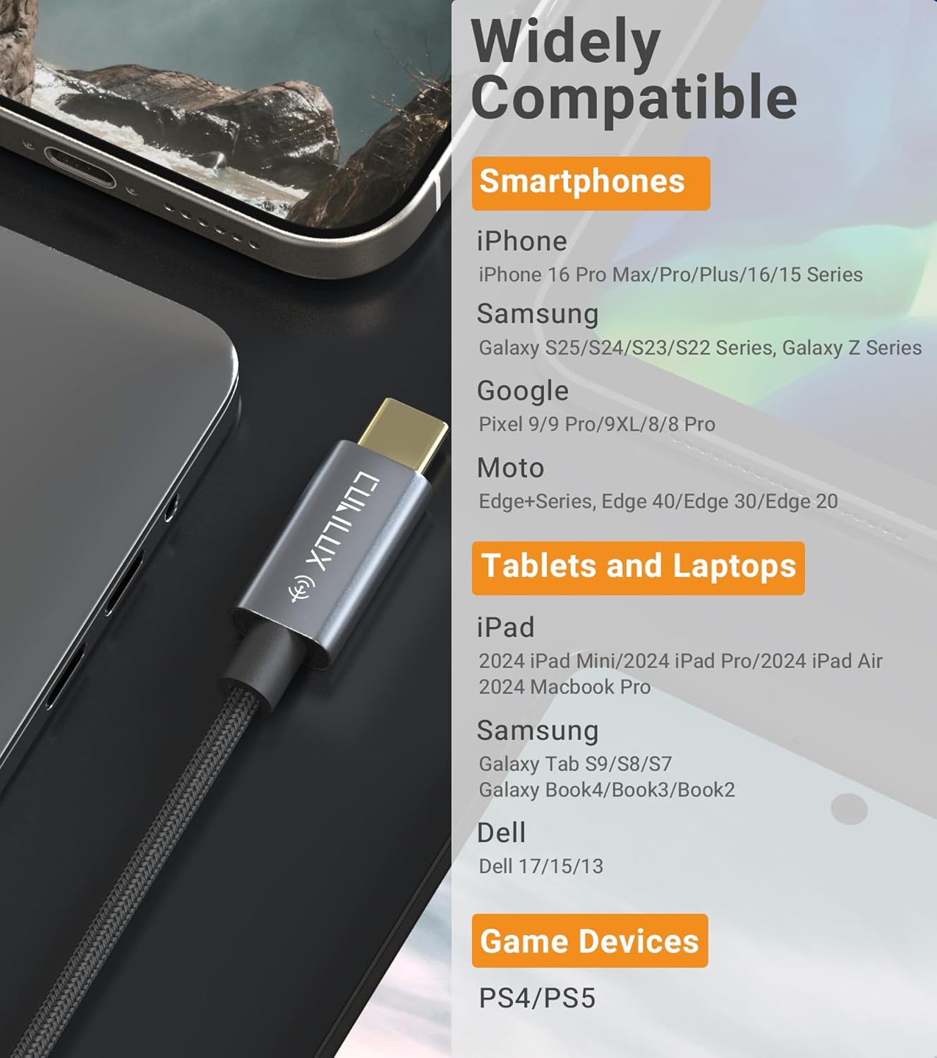 Cubilux Cubilux USB C to RCA Audio Cable 6 FT Type C to Dual RCA Stereo Aux Cord for iPhone iPad Samsung Pixel Devices - View 6 of 7