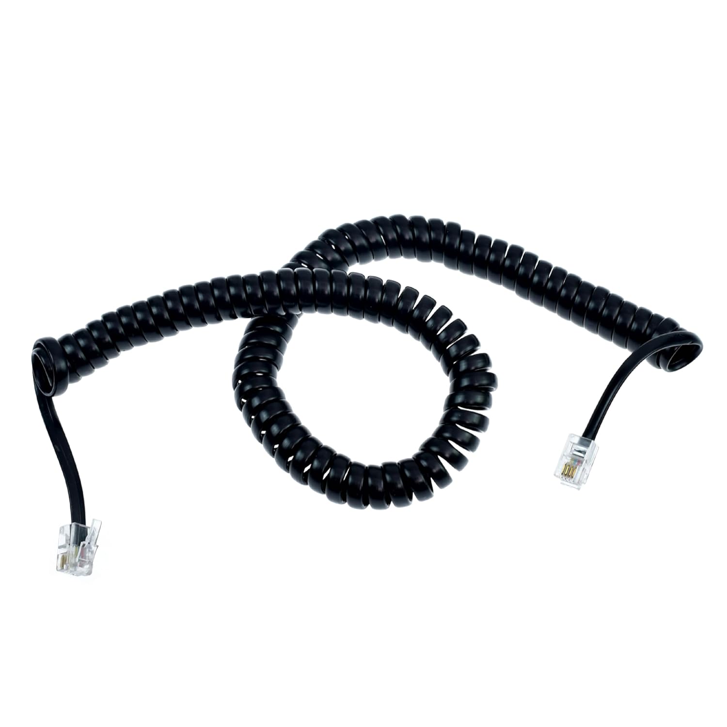 Conext Link 10 Feet RJ11 4P4C Modular Telephone Handset Cable Receiver Coil Cord Black