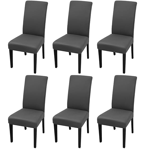 JQinHome JQinHome 6 Pcs High Stretch Removable Washable Dining Chair Slipcovers Grey for Home Party Hotel Wedding Ceremony