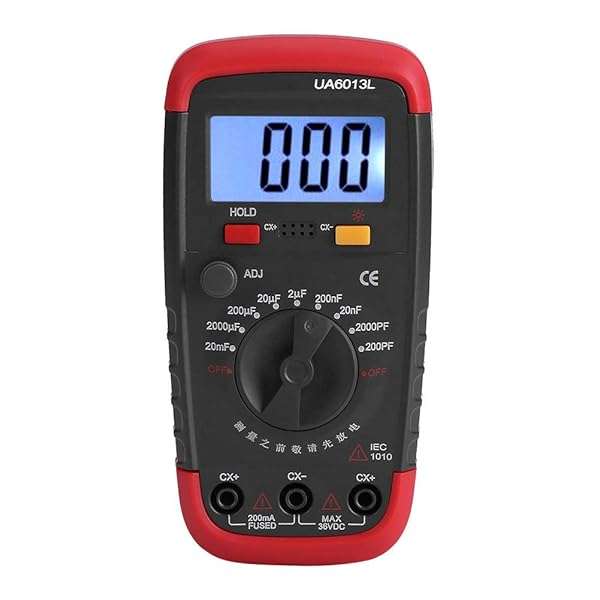 Hztyyier Professional Digital Capacitance Meter & Multimeter: 0.1pF - 20000uF, LCD Backlight, Safety Jacket, 1999 Display