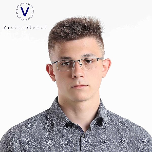VisionGlobal VisionGlobal Blue Light Blocking Glasses for Men and Women Stylish Square Frame Anti Eyestrain Computer Reading TV Glasses Black 150 Magnification - View 5 of 7