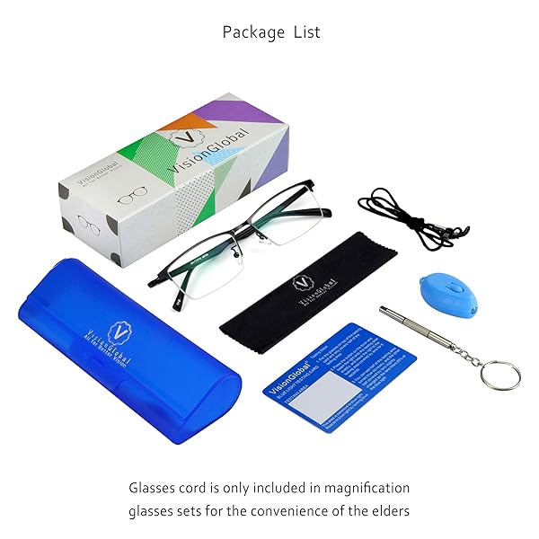 VisionGlobal VisionGlobal Blue Light Blocking Glasses for Men and Women Stylish Square Frame Anti Eyestrain Computer Reading TV Glasses Black 150 Magnification - View 7 of 7