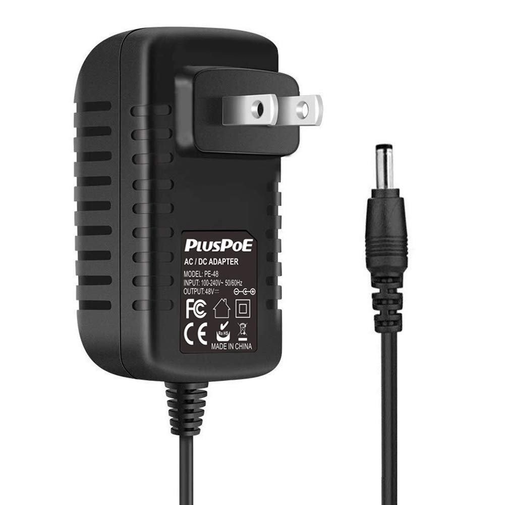 PLUSPOE 48V Power Supply Adapter for Polycom IP Phones VVX 101, 201, 300, 400, CCX 500, 600, 700 - Compatible Power Cord