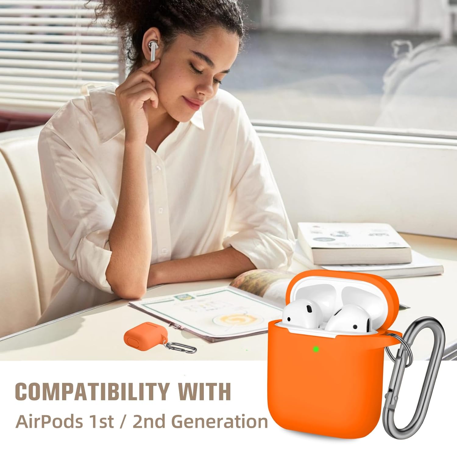 Hamile Hamile Soft Silicone AirPods Case Cover Compatible with AirPod 1 and 2 Front LED Visible Burgundy Keychain Accessories for All Users - View 2 of 9