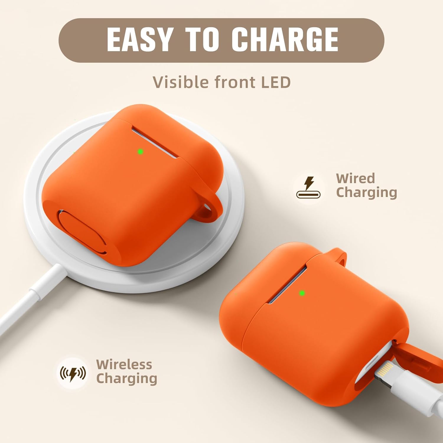 Hamile Hamile Soft Silicone AirPods Case Cover Compatible with AirPod 1 and 2 Front LED Visible Burgundy Keychain Accessories for All Users - View 5 of 9