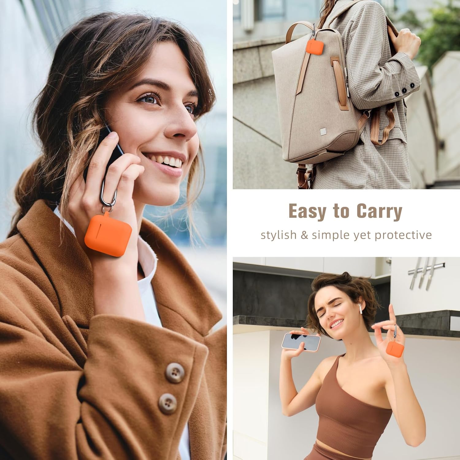 Hamile Hamile Soft Silicone AirPods Case Cover Compatible with AirPod 1 and 2 Front LED Visible Burgundy Keychain Accessories for All Users - View 6 of 9