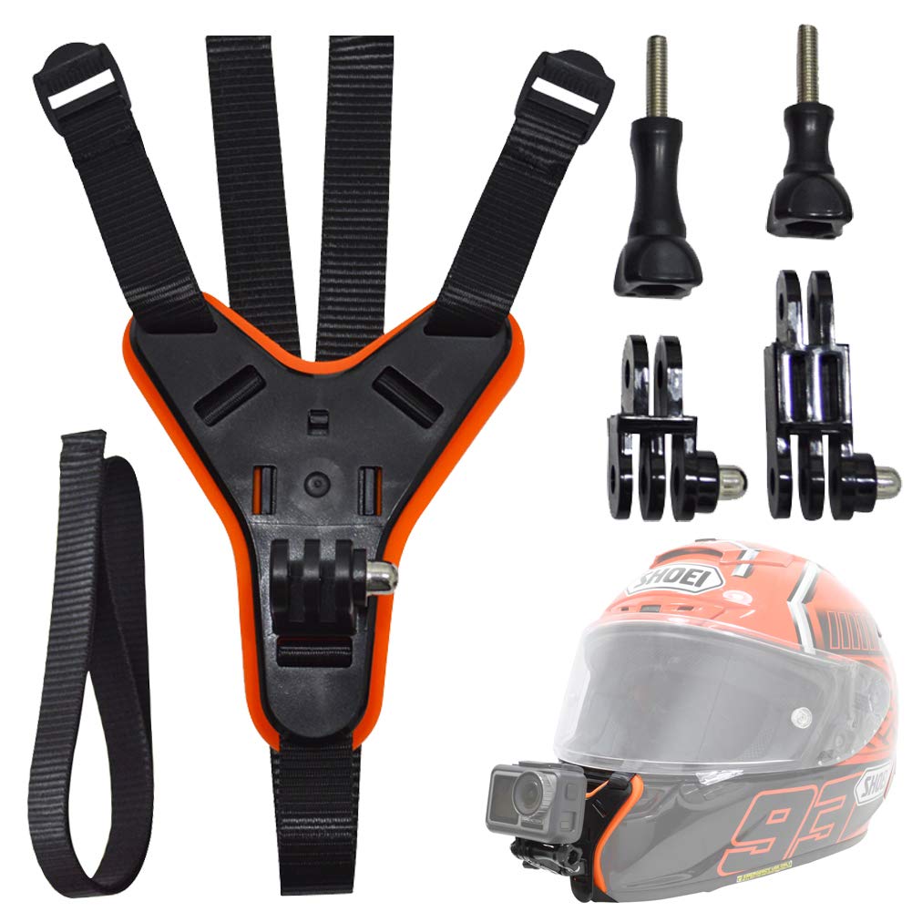 Fahliso Motorcycle Helmet Chin Mount for GoPro Hero Jaw Holder Strap with Extension Swivel Arm Compatible with All GoPro and DJI Cameras