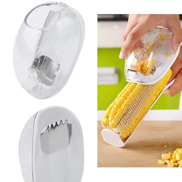 Hakeeta Novelty Corn Stripping Tool Practical Corn Peeler Cob Remover Safe Corn Shaver Gadget for Easy Corn Removal and Hand Protection White