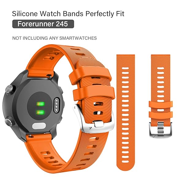 ANCOOL ANCOOL Silicone Sport Watch Band for Garmin Forerunner 245 645 55 and Galaxy Watch 7 6 5 4 in Orange 20mm Compatible Accessories - View 4 of 7