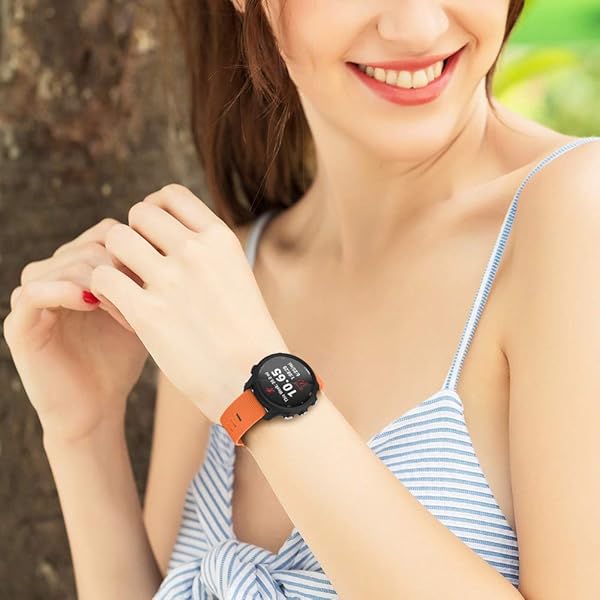 ANCOOL ANCOOL Silicone Sport Watch Band for Garmin Forerunner 245 645 55 and Galaxy Watch 7 6 5 4 in Orange 20mm Compatible Accessories - View 5 of 7